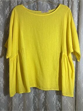 Bright Yellow Short Sleeve Italian Boutique top